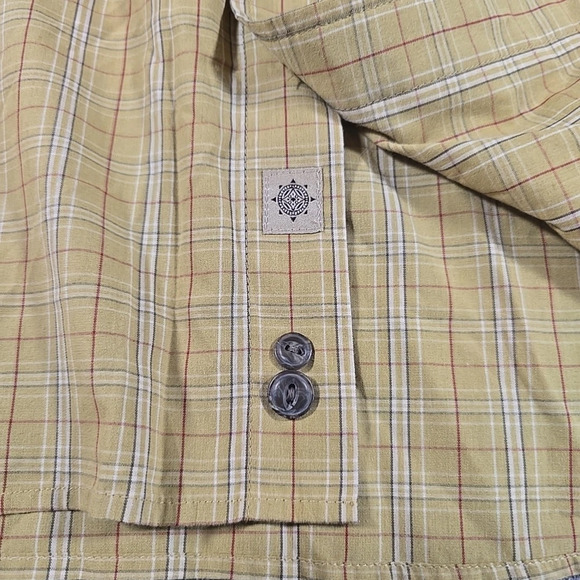 Ruff Hewn Men's Shirt Large Long Sleeve Tan Plaid Button Up Lightweight - Picture 4 of 11